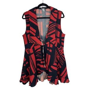 Damee Inc Sleeveless Asymmetrical Vest Size XL Button Jacket Art to Wear Black